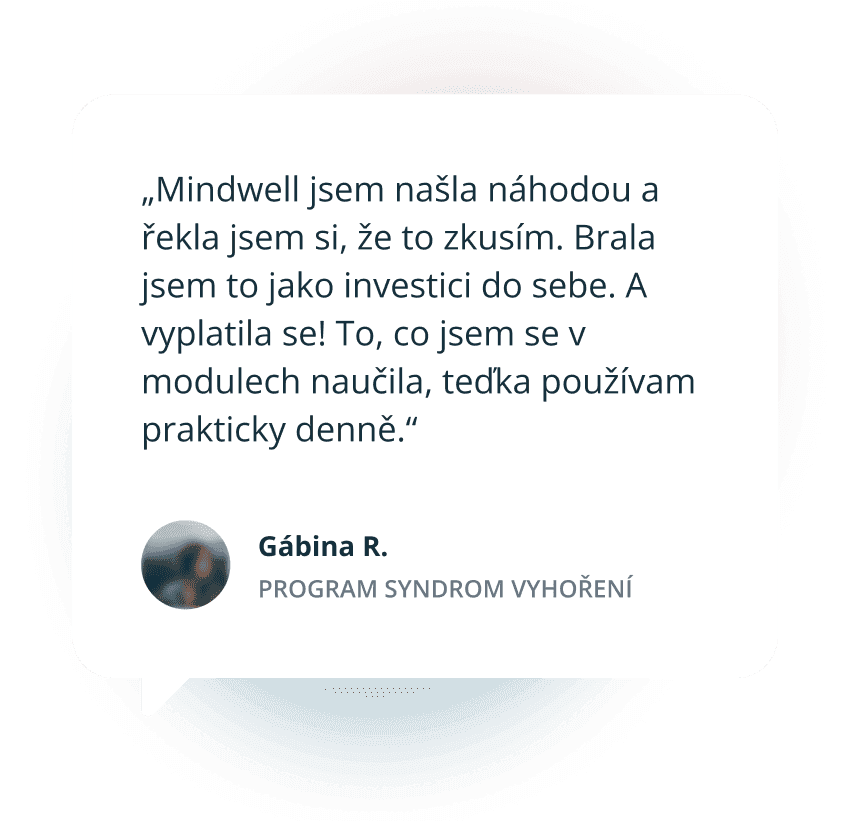 Recenze: „Mindwell jsem našla náhodou a řekla jsem si, že to zkusím. Brala jsem to jako investici do sebe. A vyplatila se! To, co jsem se v modulech naučila, teďka používam prakticky denně.“